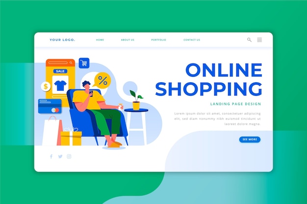 Free Vector | Online shopping - landing page