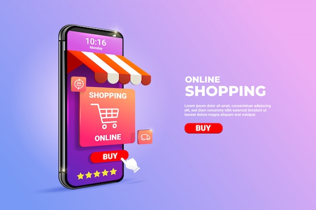  Online shopping on mobile applications or websites concepts.