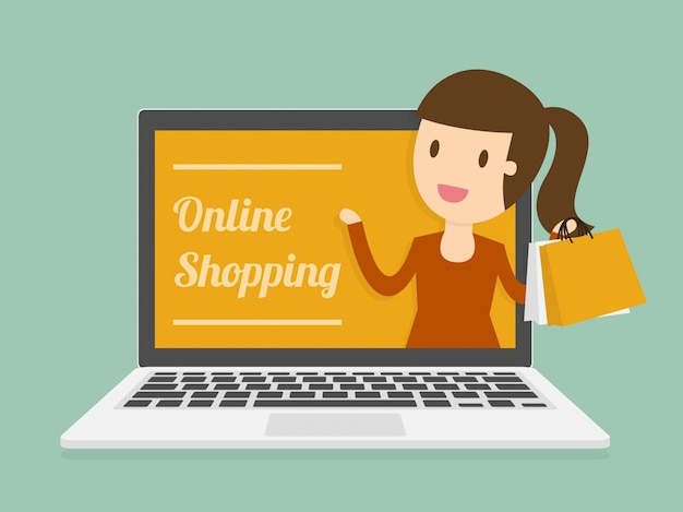 Online shopping on laptop Vector | Free Download