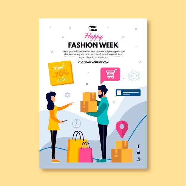 Free Vector | Online shopping poster template