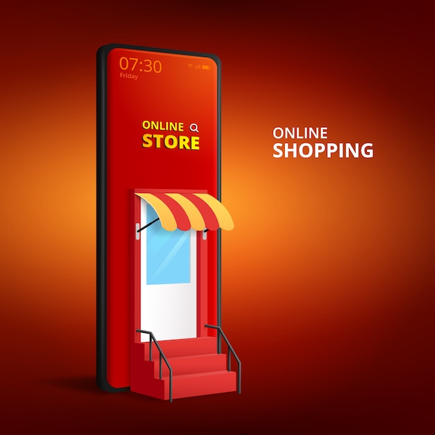 Premium Vector | Online shopping store with mobile application.digital