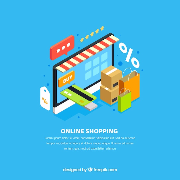 Online store background with isometric elements Vector | Free Download