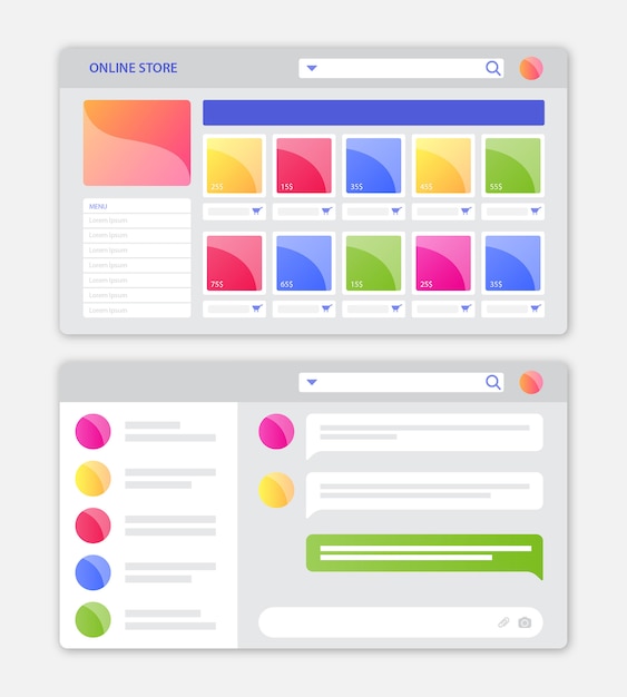 Download Online store web interface with flat design Vector ...