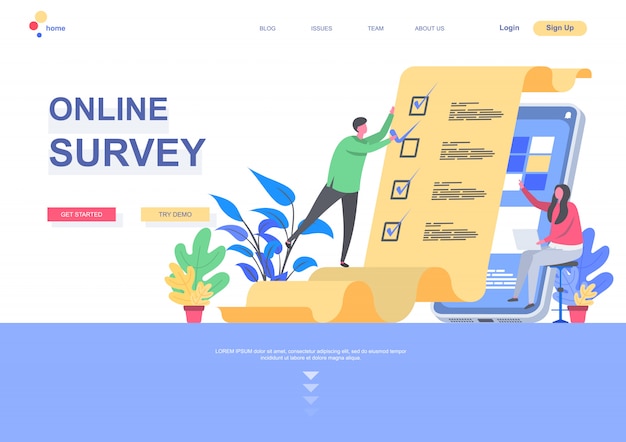 Download Free Online Survey Flat Landing Page Template Internet Interview And Use our free logo maker to create a logo and build your brand. Put your logo on business cards, promotional products, or your website for brand visibility.