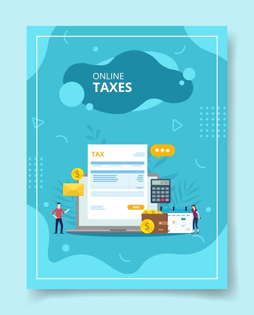 Premium Vector Online taxes people standing around laptop bill tax on