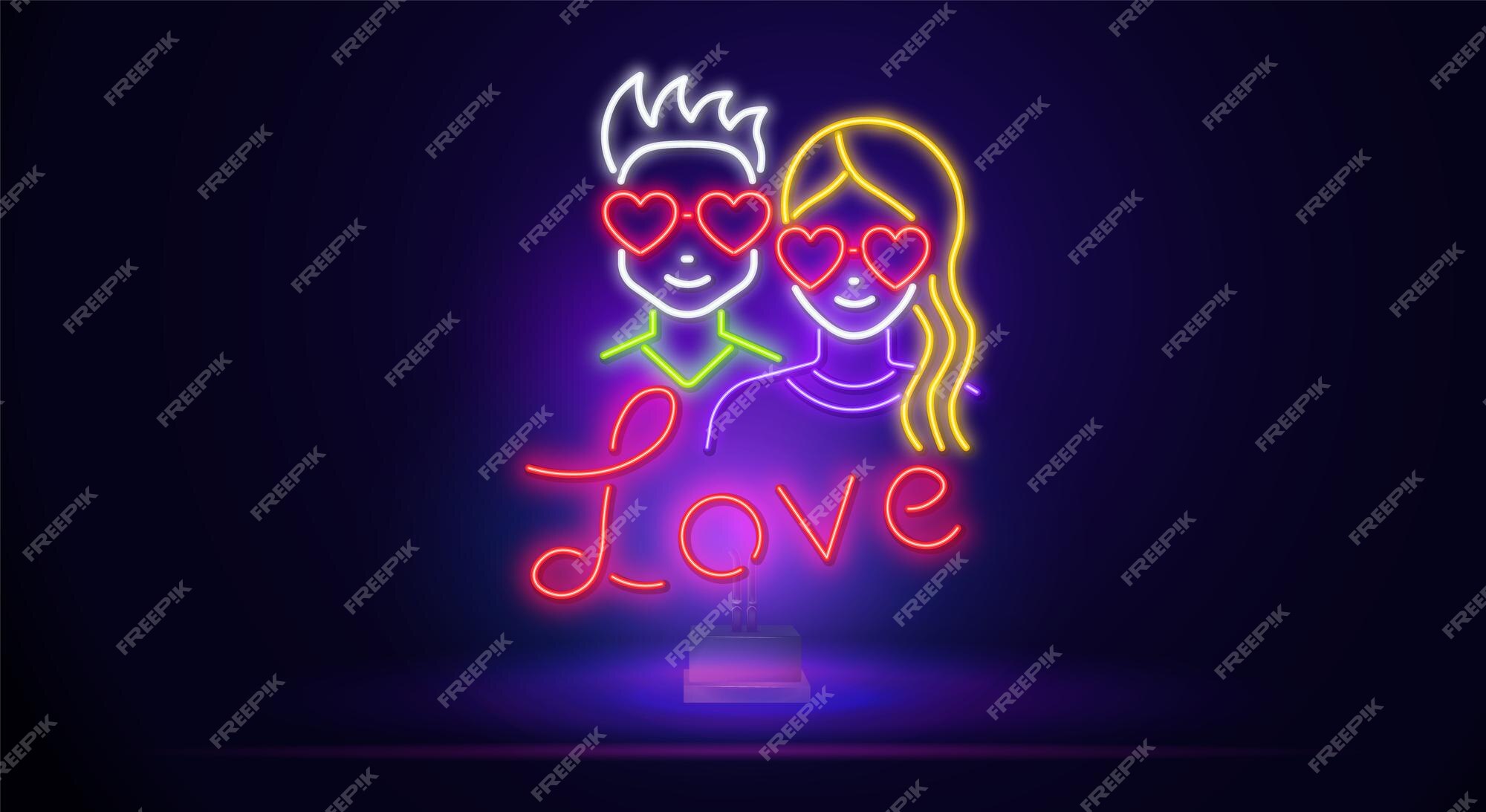 Premium Vector Only One Partner Neon Light Icon Girlfriend And Boyfriend Woman And Man In Love 2361
