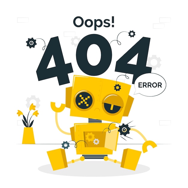 Oops! 404 error with a broken robot concept illustration Free Vector