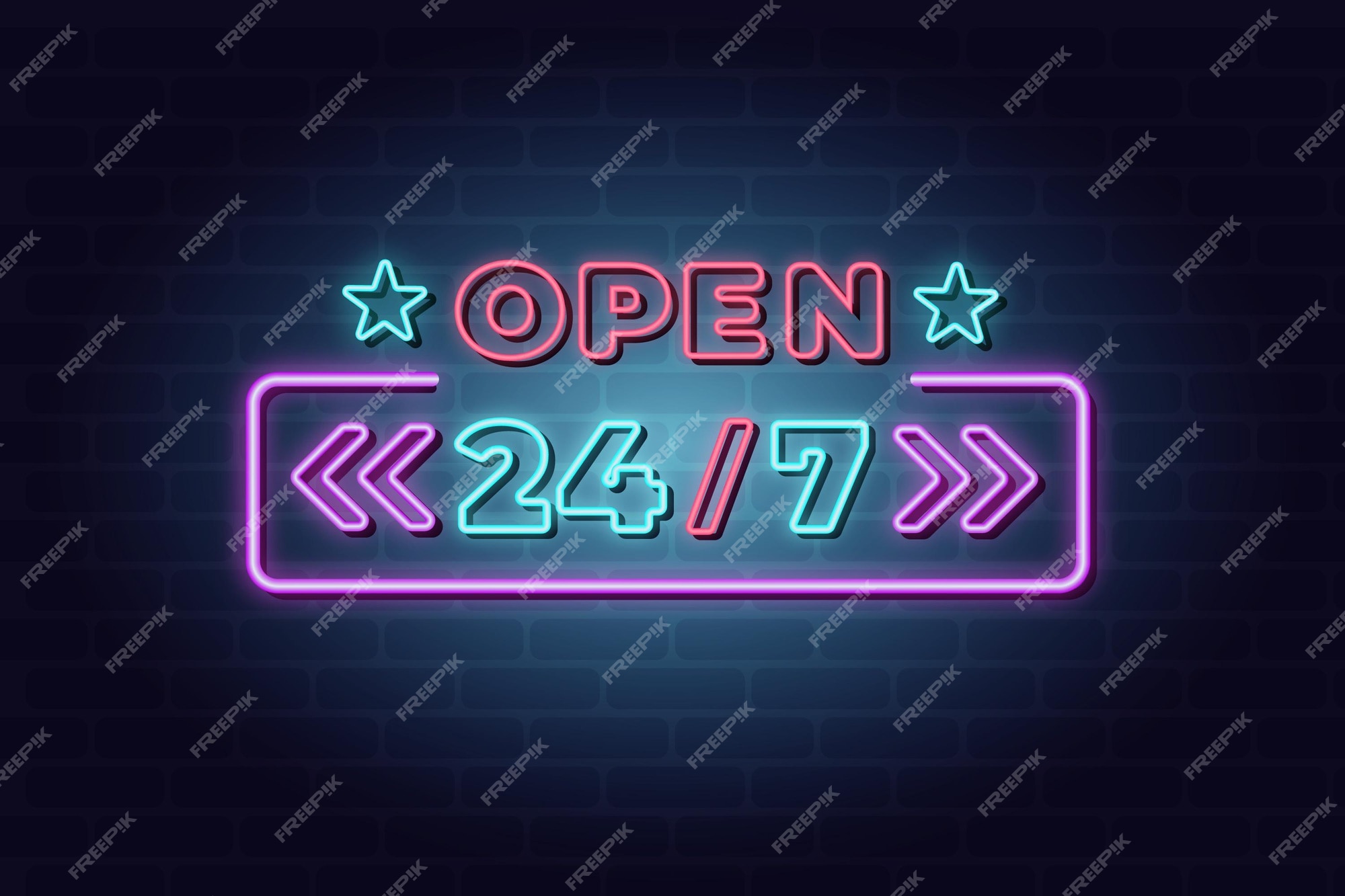 Free Vector | Open 24 hours neon sign