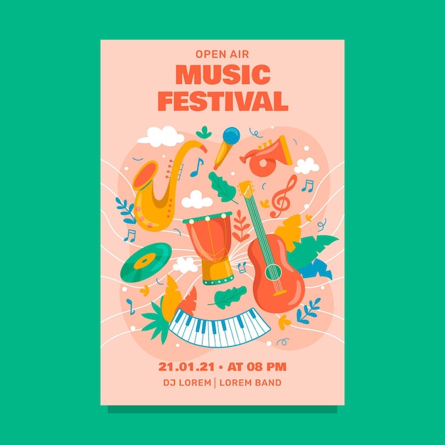 Free Vector | Open air music festival poster