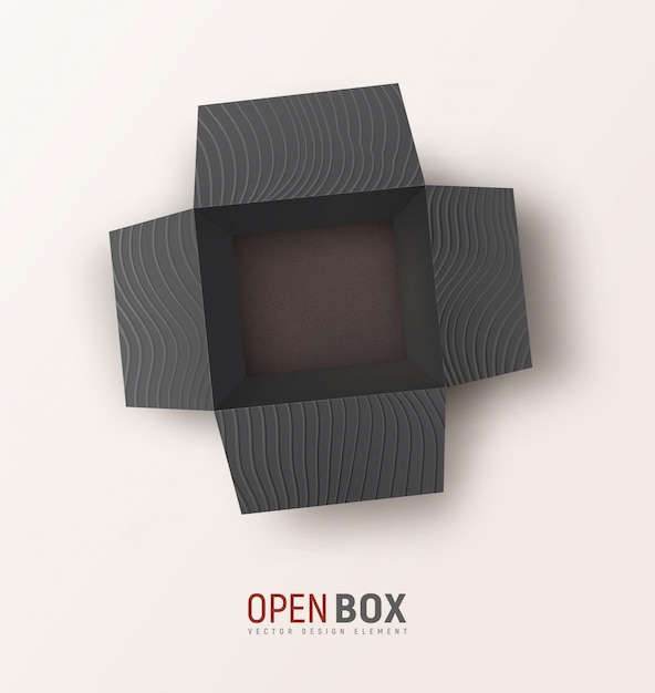 Download Open black textured gift box on light background. top view ...