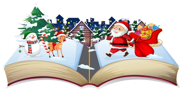 Download Open book christmas theme | Free Vector