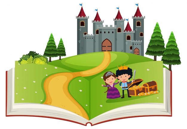 Premium Vector | Open book fairy tale story