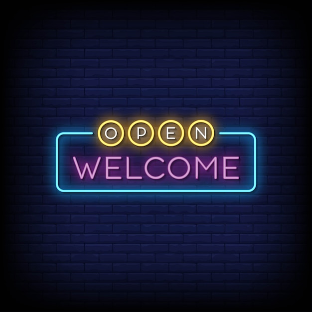 Premium Vector | Open welcome neon signs style text vector