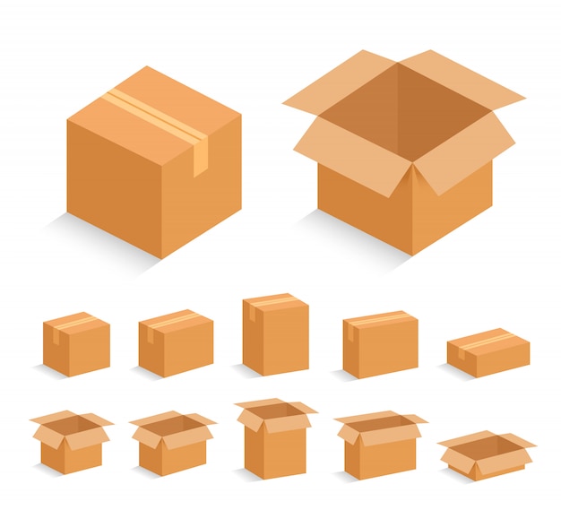 Premium Vector Opened And Closed Cardboard Box Vector Illustration