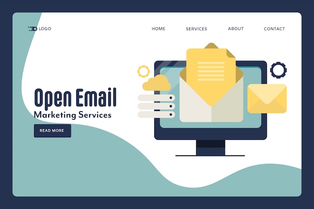 Premium Vector | Opening email concept