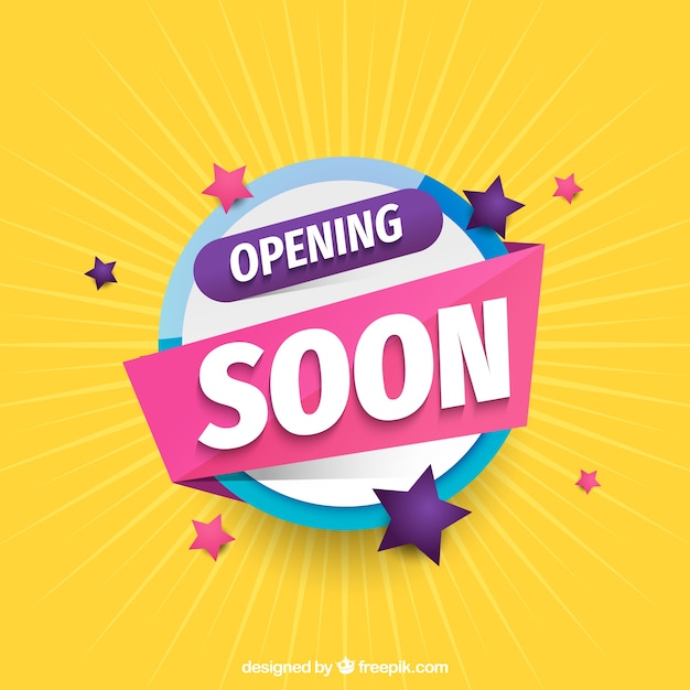 Opening Soon Background With Typography Memphis Style Free Vector