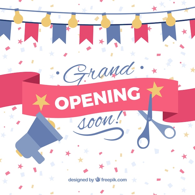 Opening soon composition with flat design Free Vector