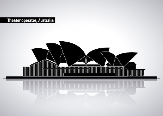 シドニーオーストラリア シルエットイラストのオペラ劇場 無料のベクター