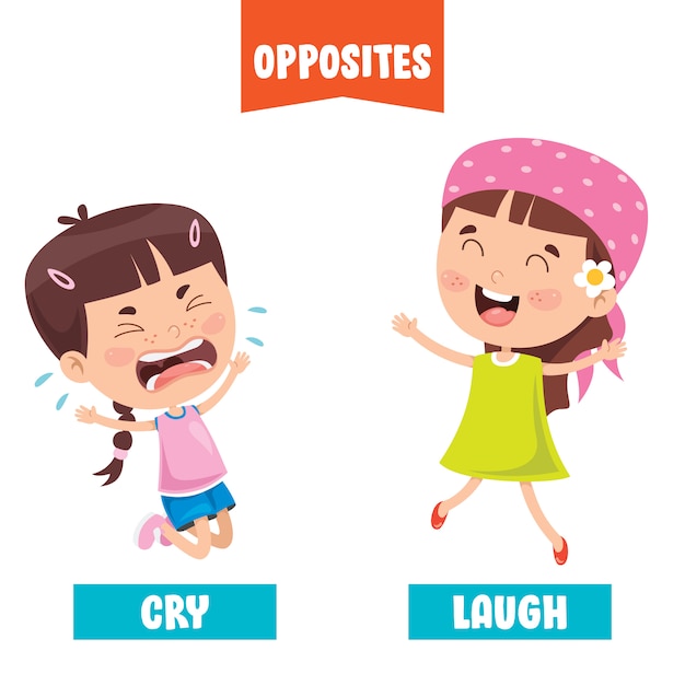 Opposite adjectives with cartoon drawings | Premium Vector