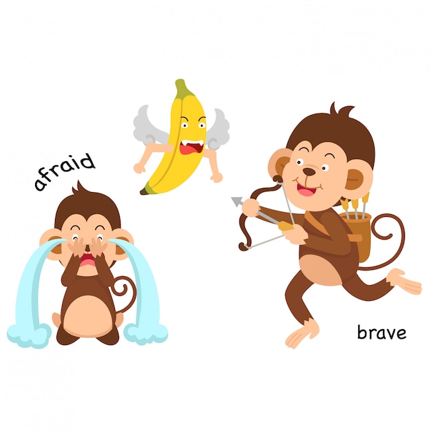 Premium Vector | Opposite afraid and brave illustration