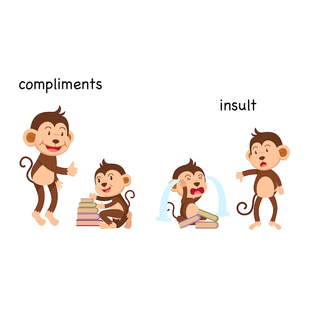 premium-vector-opposite-to-compliments-and-to-insult-vector-illustration