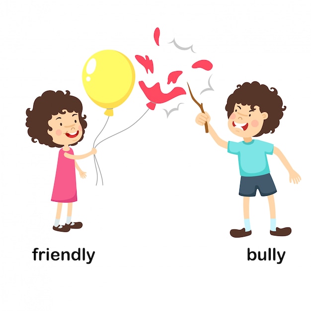 Opposite friendly and bully vector illustration | Premium Vector