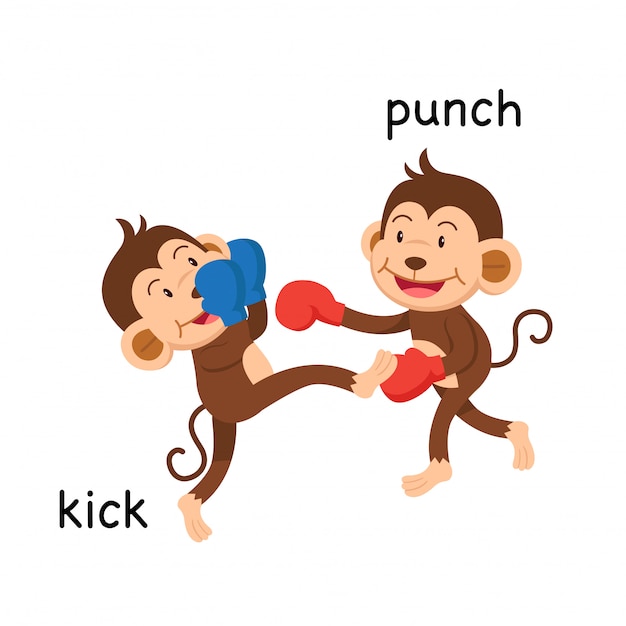 opposite-kick-and-punch-illustration-premium-vector