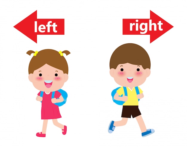 Premium Vector | Opposite left and right, girl on the left and boy on ...