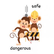 Opposite Safe And Dangerous Illustration Premium Vector