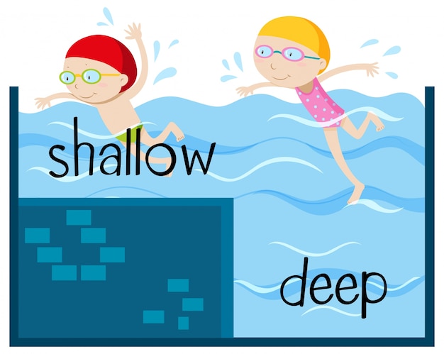 free-vector-opposite-wordcard-for-shallow-and-deep