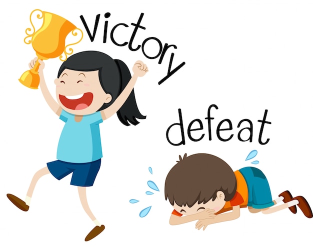 premium-vector-opposite-wordcard-for-victory-and-defeat