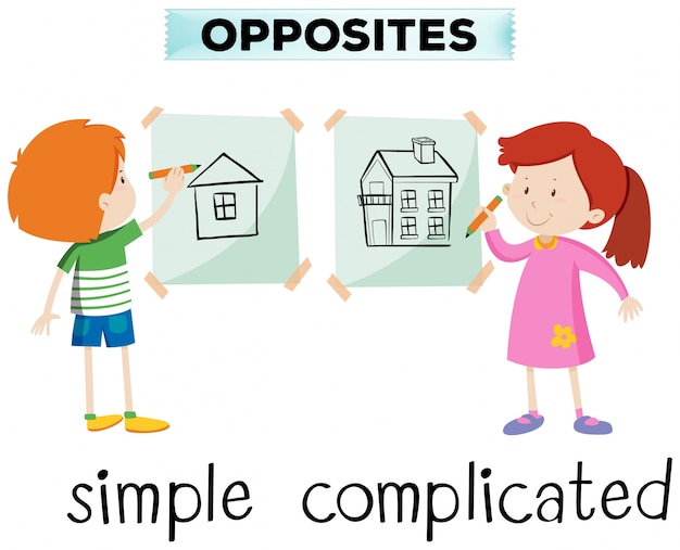 Opposite words for simple and complicated illustration Vector | Free