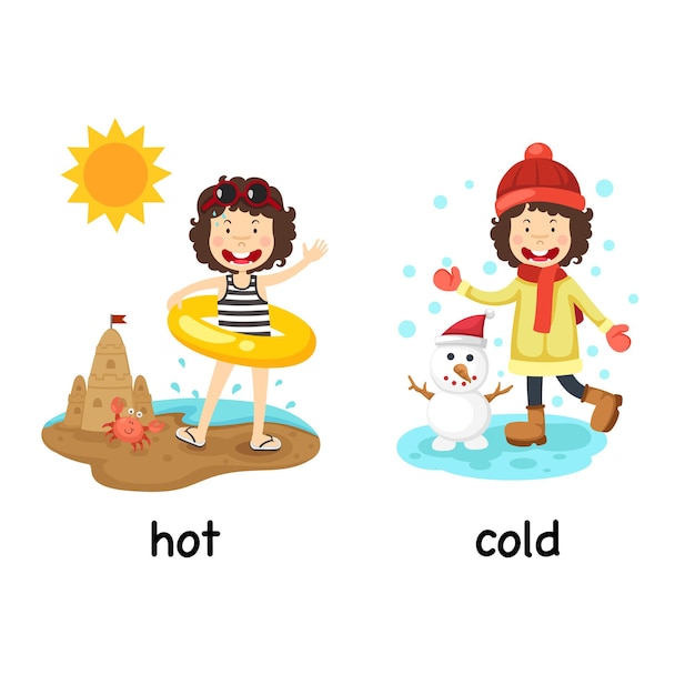 premium-vector-opposite-words-hot-and-cold-with-a-girl