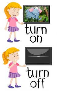 Opposite Words For Turn On And Turn Off Free Vector