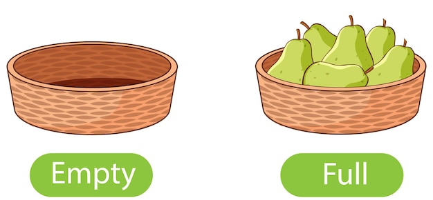 空と満杯の反対の言葉 無料のベクター