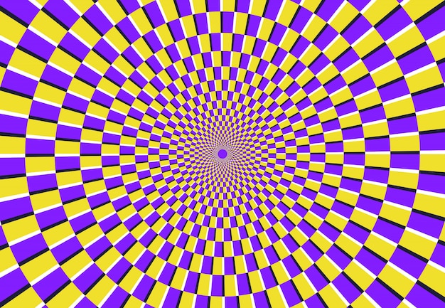 光学螺旋錯覚 魔法のサイケデリックなパターン 渦巻き模様の錯覚 催眠の抽象的な背景のベクトル図 プレミアムベクター