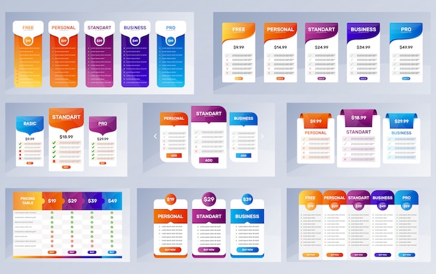 Option banners set. pricing tables collection Premium Vector