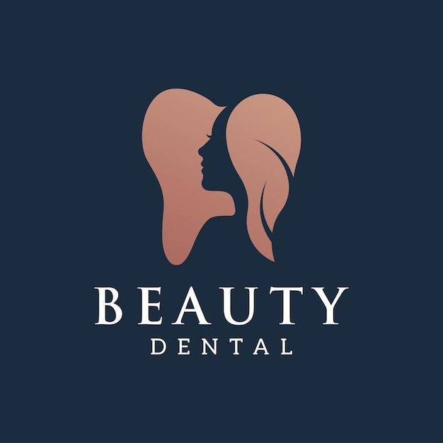  Oral facial logo design, dentist dental tooth teeth shape and silhouette of beauty woman face. Prem