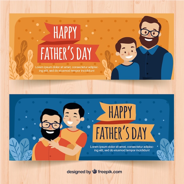 Orange and blue fathers day banners