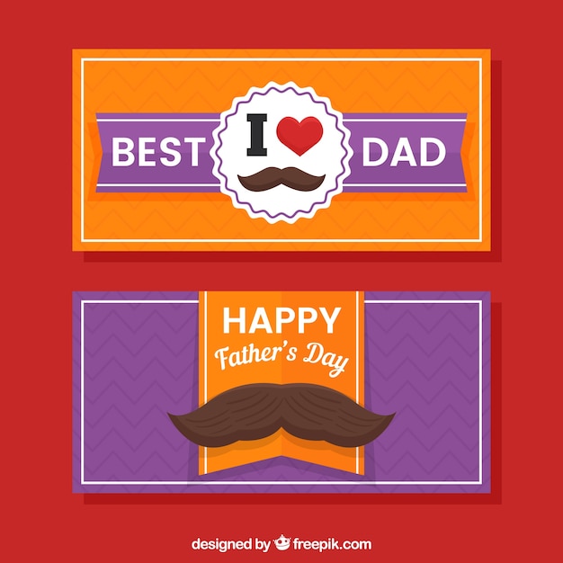 Orange and purple fathers day banners