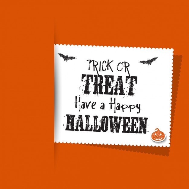 Orange background with a white label for\
halloween