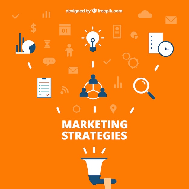 Free Vector | Orange background with marketing strategy
