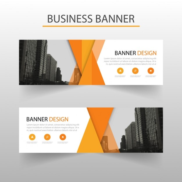 Free Vector | Orange banner with geometric shapes