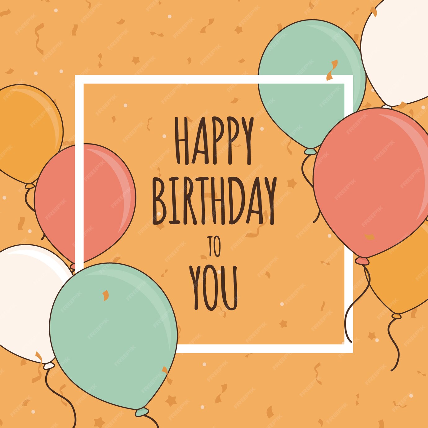 Premium Vector | Orange birthday greeting card template