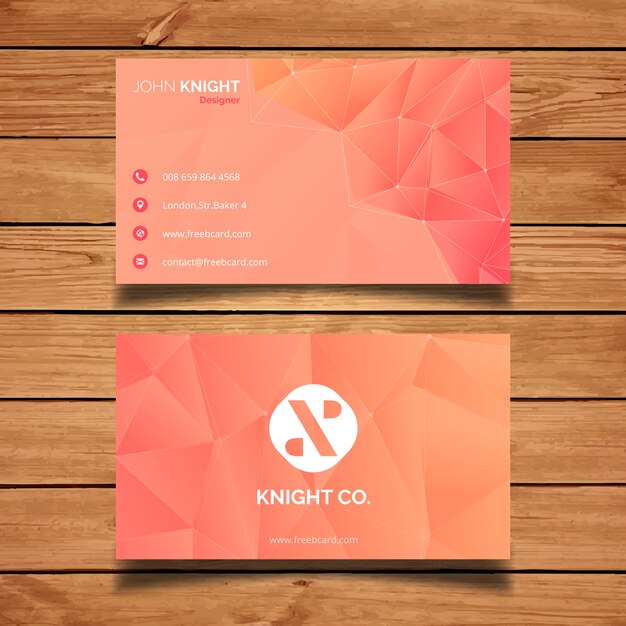 Free Vector | Orange business card with polygonal shapes