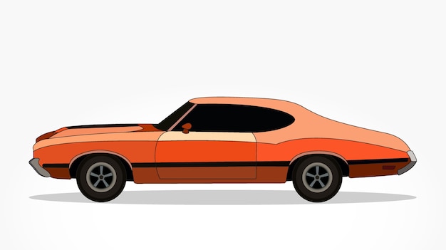 Premium Vector Orange Car Cartoon With Detailed Side And Shadow Effect