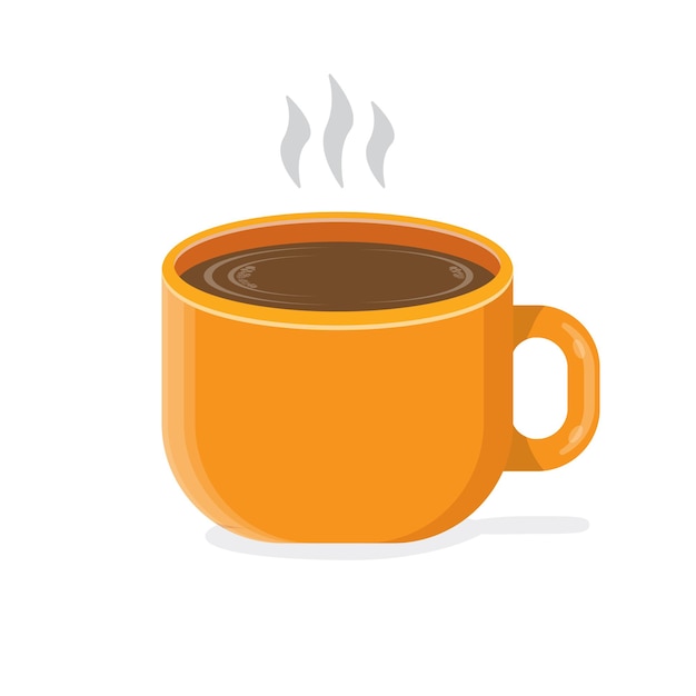 Premium Vector | Orange cartoon hot coffee or tea cup isolated