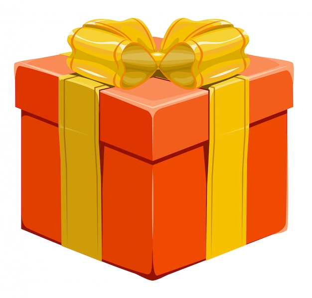 Premium Vector | Orange closed gift box with bow