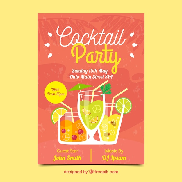 Orange cocktail party poster | Free Vector