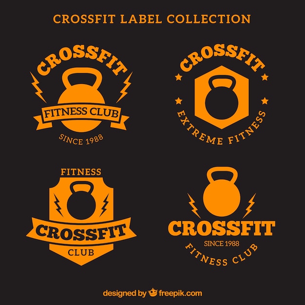 Orange crossfit label collection